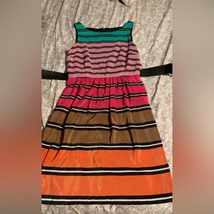 Donna Ricco Colorful Striped Midi Dress
